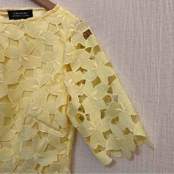 Tahari "Easter Lilly" yellow cut-out dress size 4 Arthur S. Levine - Picture 3 of 5